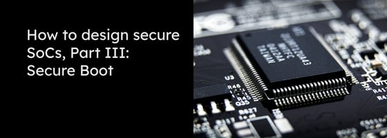 Textual title of the blog post and next to it a picture of a System on Chip on a PCB